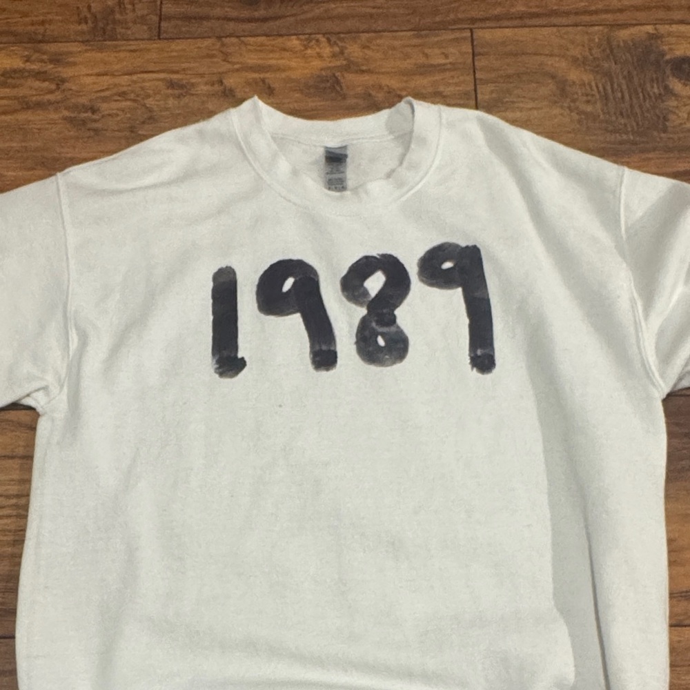 Gildan White Sweatshirt with Black 1989 Design